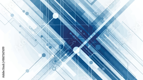 Abstract background featuring glowing digital circuit lines and intersecting geometric shapes in vibrant shades of futuristic blue and white.