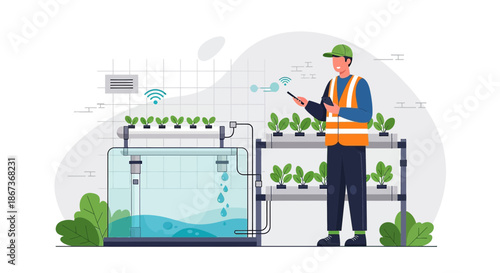 Innovative hydroponic farming setup with smart monitoring and sustainable water management system