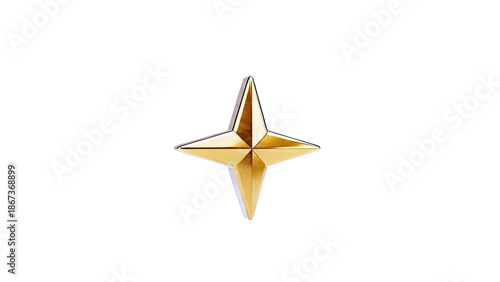 Golden Star Isolated on White Background
