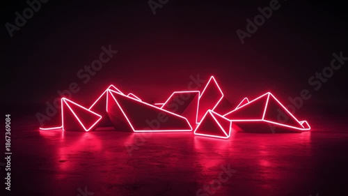 Wallpaper Mural Neon Pink Geometric Shapes Glow Vibrantly Against Dark Background Creating Futuristic Dynamic Visuals with Illuminated Forms and Reflections Enhancing Surreal Atmosphere Torontodigital.ca
