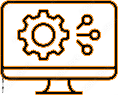 Computer screen gear settings icon design