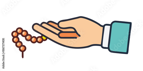 Hand holding prayer beads