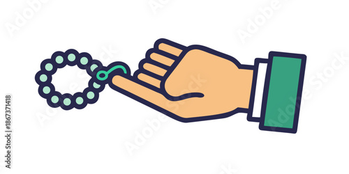 Hand holding a beaded bracelet