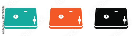 Colorful secure lockbox icons for safety and protection concepts.