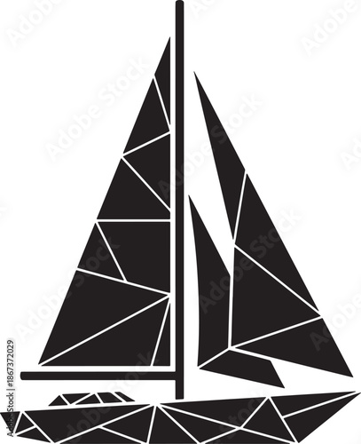 Modern Sailboat Geometric Logo – Minimal Yacht Silhouette, Abstract Maritime Travel Symbol Design