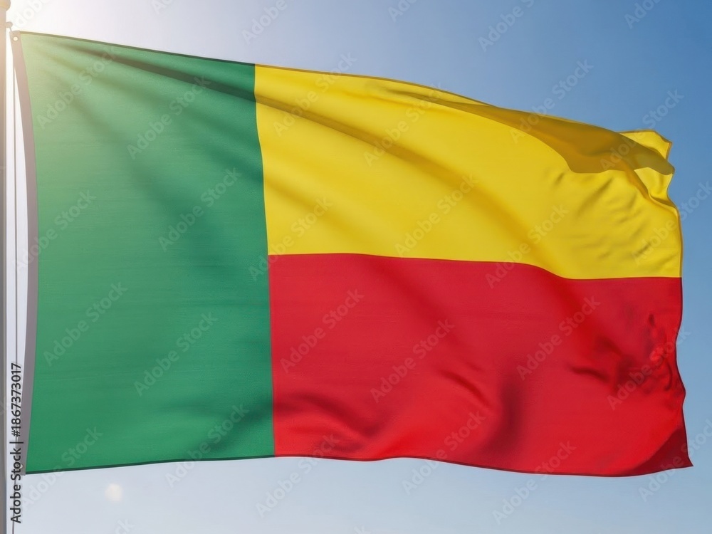 Obraz premium Benin Flag Waving in Open Air