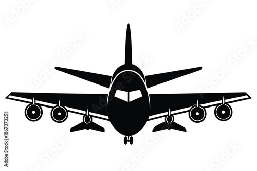 Wide Body Passenger Plane Silhouette Vector for International Long Haul Flight Concepts