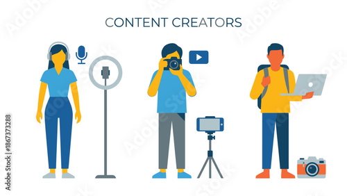 Illustrated Content Creators Engaged in Media Production Activities