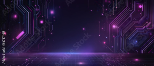 Futuristic cyberpunk background with glowing data grid for digital design and tech projects