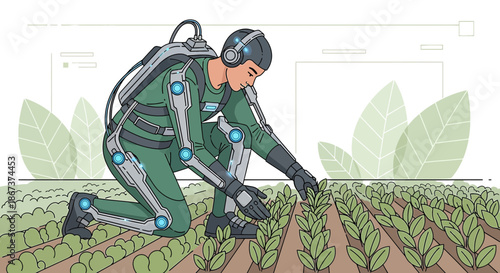 Futuristic agriculture concept showcasing advanced technology enhancing farming efficiency and