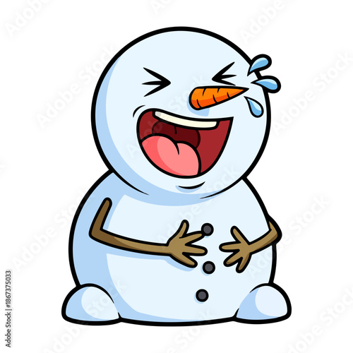 snowman vector 2d 3d rendering Snowman Mascot Laughing Hysterically