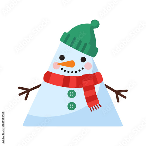 snowman vector 2d 3d rendering Cute Triangular Snowman Christmas Character