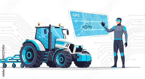 Futuristic farming technology utilizing virtual reality for autonomous tractor navigation and