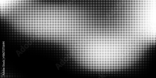 fun beautiful black and white shadow halftones retro pop art funky urban colorful comic book. Dotted halftone gradient texture. Vanishing polka dot background. Repeating dots gradation pattern backgro