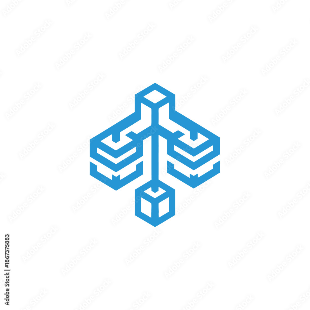 Obraz premium Geometric shapes forming a symmetrical logo design on a plain white background