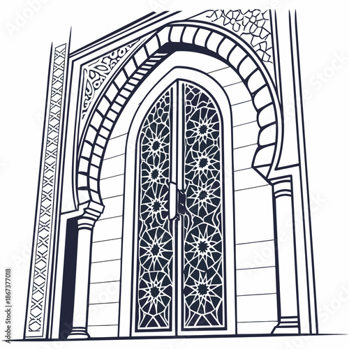 Intricate islamic architecture doorway