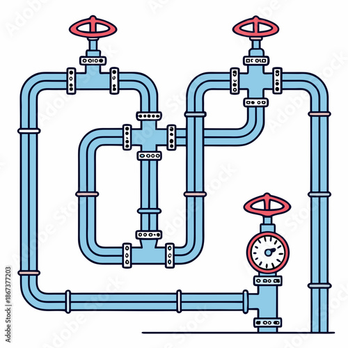 Professional Water Supply Network Icon Showing Pipeline Infrastructure and Utility Distribution for Civil Engineers