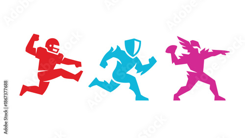 Colorful Silhouettes of Athletes in Action