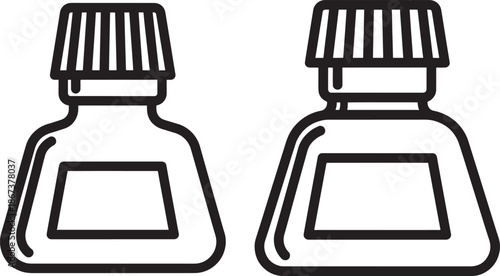 Ink bottle silhouettes isolated on white background