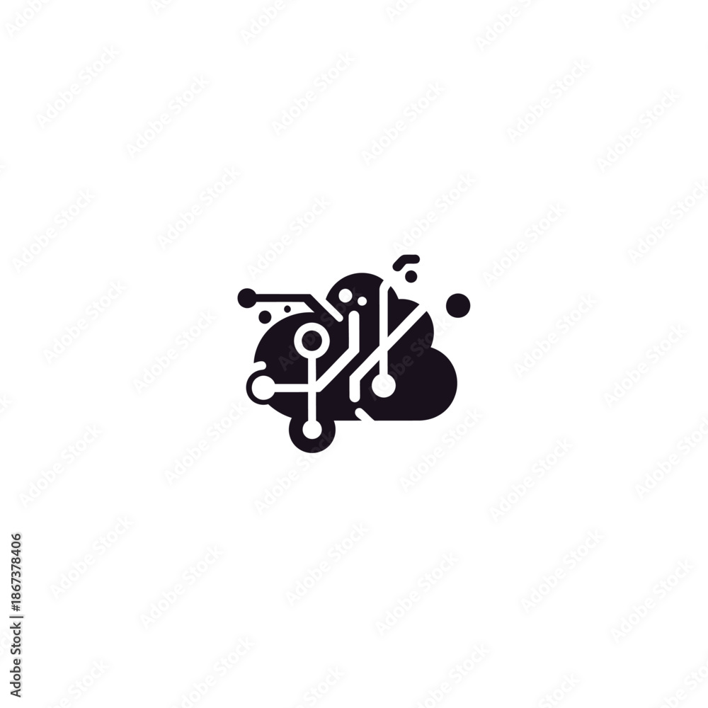 Fototapeta premium Stylized Motorcycle Silhouette with Circuit Elements Illustration