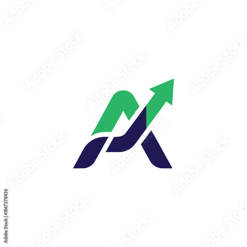 A stylized letter with an upward trend arrow symbolizing growth and progress in a corporate setting