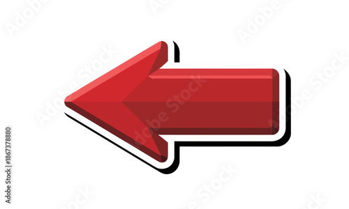Large red arrow pointing left on white background for direction indication