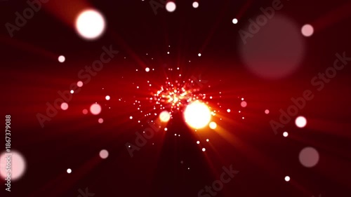 Merry Christmas and New Year screensaver. Modern video animation for holidays in blur. Abstract background with shining golden moving particles. 
