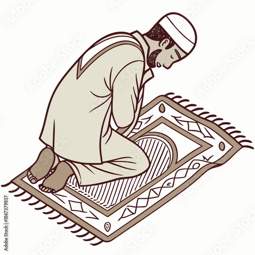 Person praying on prayer rug