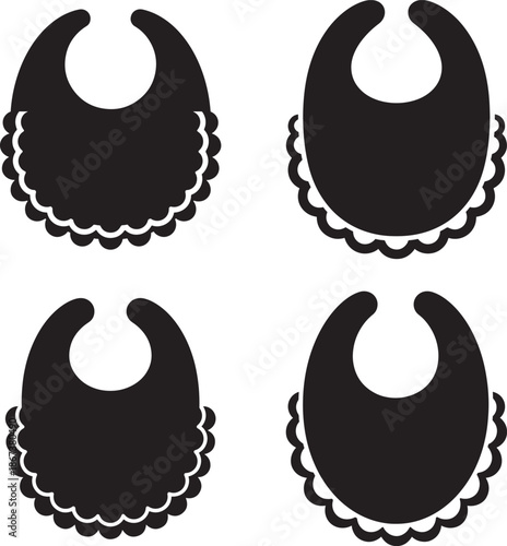 Set of four bib silhouette vector design isolated