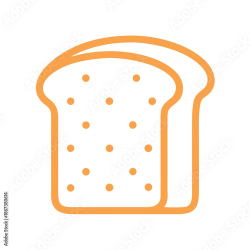Slice of bread illustration, orange outline, simple vector graphic for design, 

