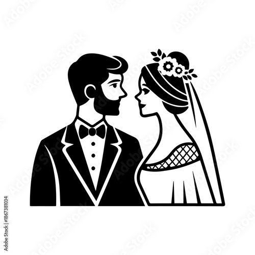 Elegant wedding couple in formal attire