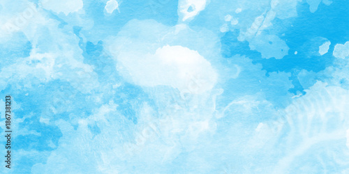 abstract blue watercolor sky for backdrop grunge aquarelle paint paper textured canvas for vintage design,  with light turquoise, abstract cerulean blue watercolor wash texture background wallpaper.