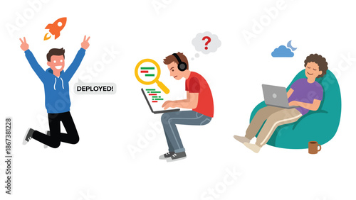 Illustrations of Remote Work and Software Development Process