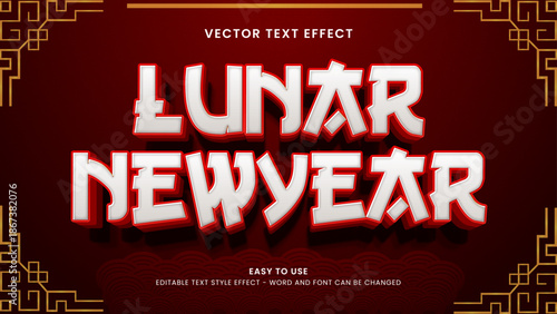lunar new year editable text effect 3d vector