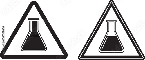 Set of hazard laboratory sign silhouette black