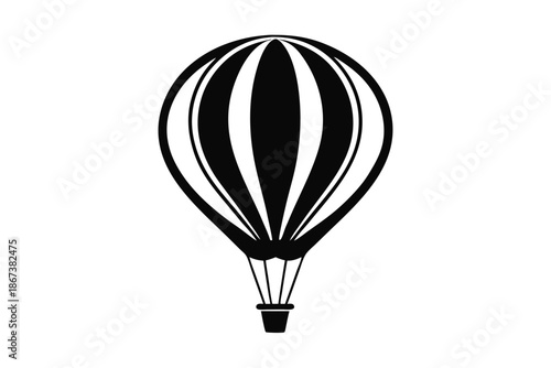 Simplified Hot Air Balloon Silhouette, Black and White Vector Graphic for Easy Use in Infographics and Presentation Slides Isolated on White