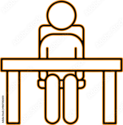 Person sitting at desk office work icon