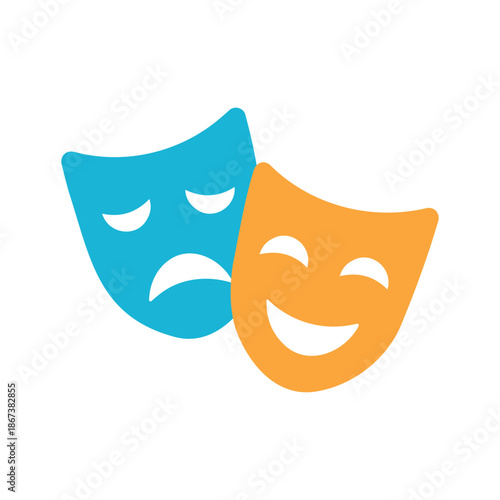 Comedy and Tragedy Theater Masks Vector – Drama and Performance Icon. Theatrical Masks Icon