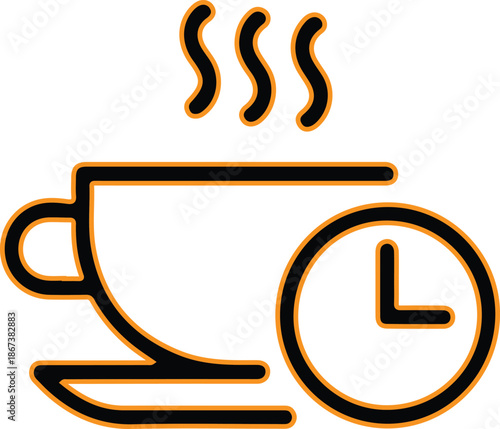 Coffee cup with clock icon design