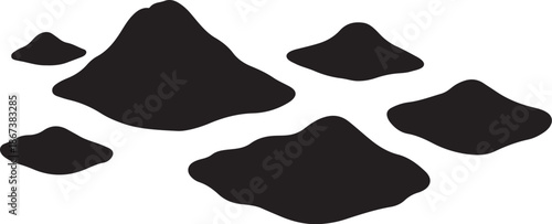 Black soil mounds on white background illustration