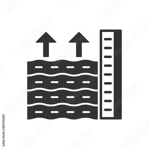 Water Level Up Icon - Flood Measurement Scale Icon