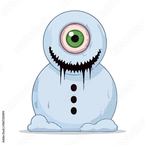 snowman vector Horrific Cyclops Monster Mascot Cartoon