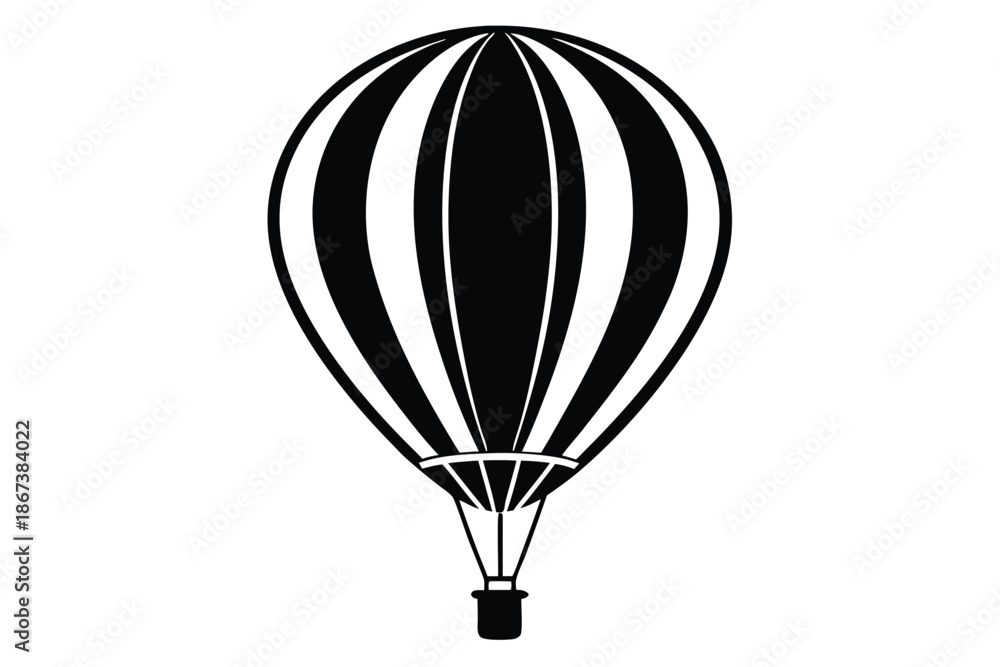 Fototapeta premium Elegant Hot Air Balloon Silhouette Vector Illustration for Minimalist Branding and Clean Travel Graphics