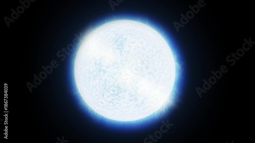 Rotating Pulsar Star with Energy Beams in Cosmos. 3d Animation