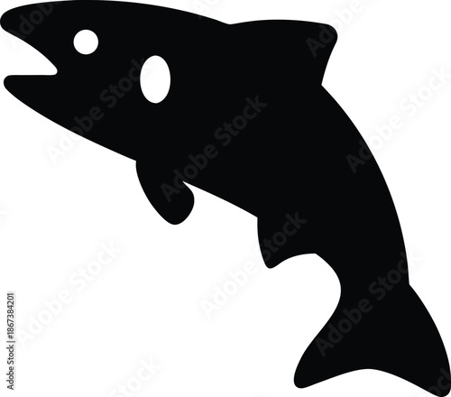 salmon spawning upstream leap silhouette vector illustration on transparent background