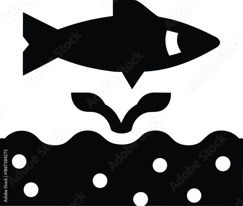 salmon carcass fertilizing forest soil silhouette vector illustration on transparent background