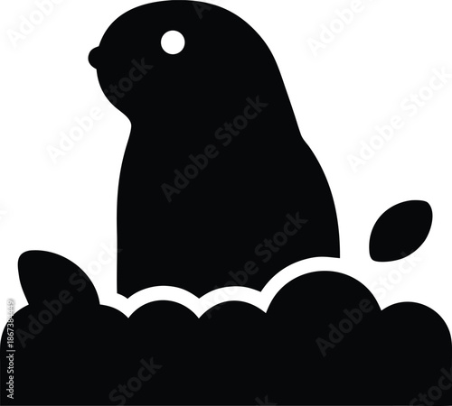 prairie dog burrow aerating soil silhouette vector illustration on transparent background