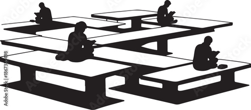 People sitting alone at separate tables in silence