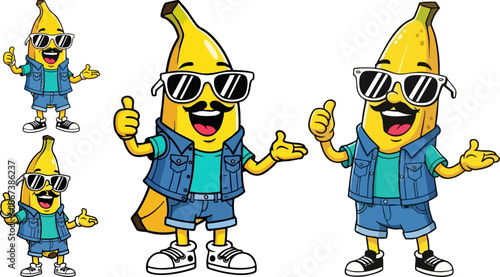 Cool banana mascot with sunglasses