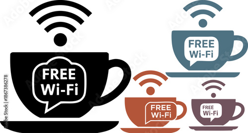 Coffee cups showing free wifi